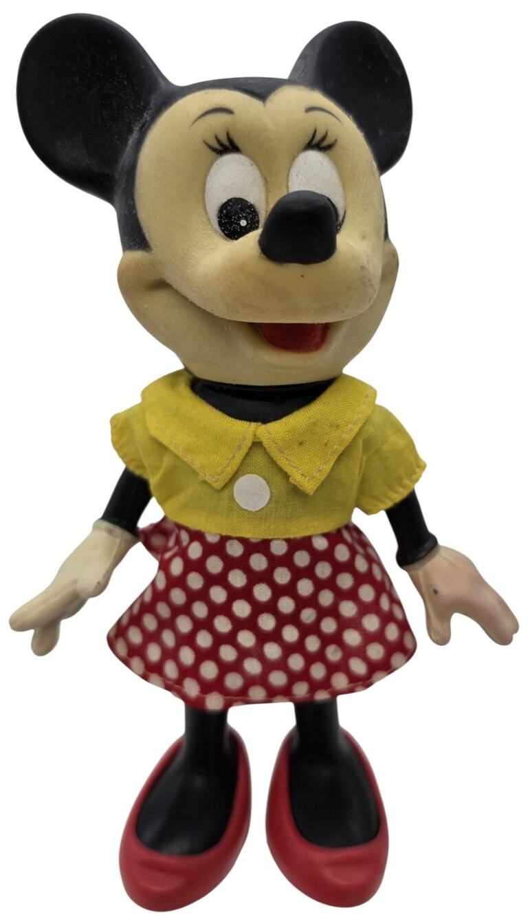 Vintage Minnie Mouse Vinyl 8 Inches Tall Doll Toy Walt Disney Productions